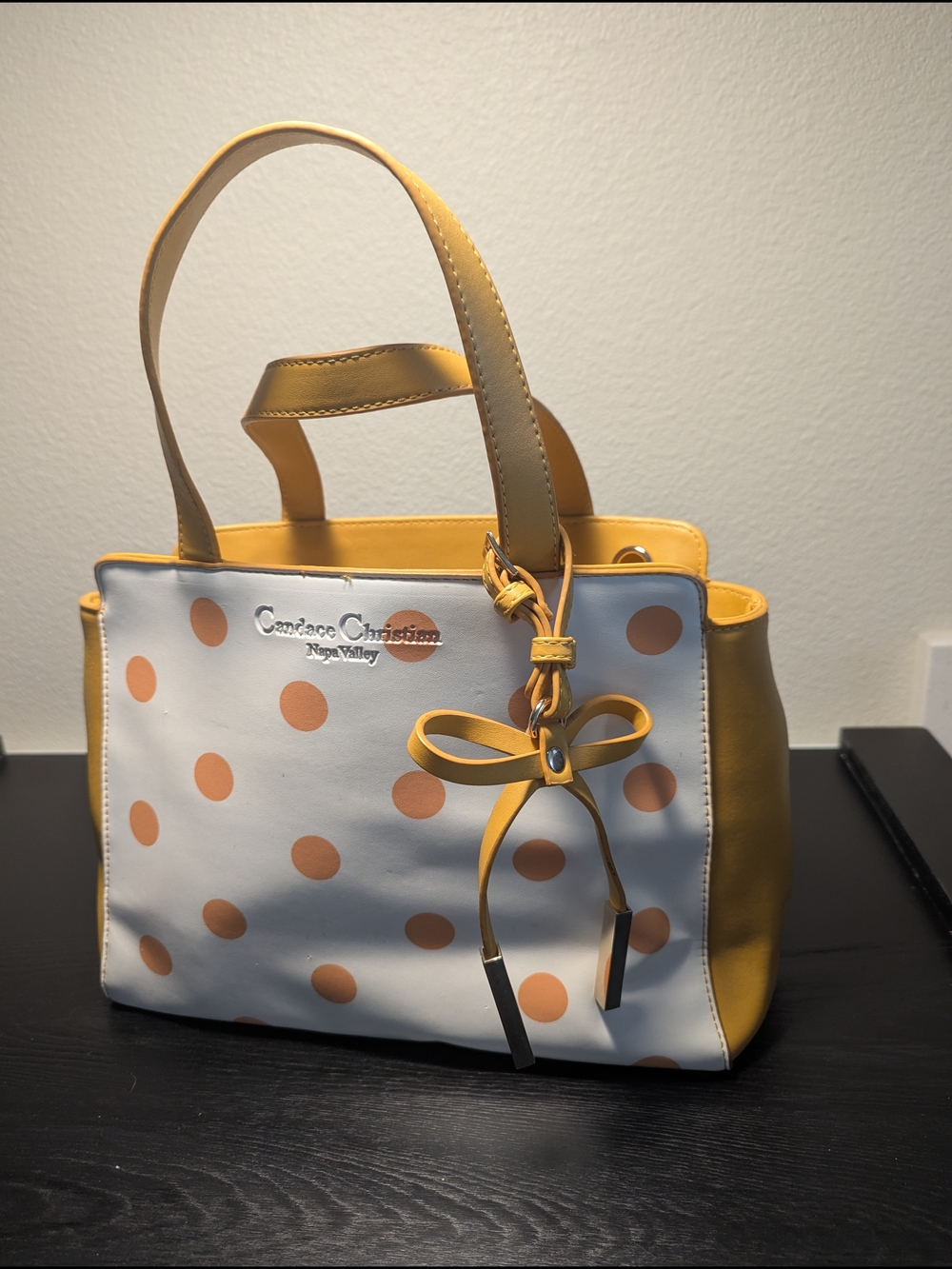 Candice Christian Napa Yellow Polka Dot Tote Bag